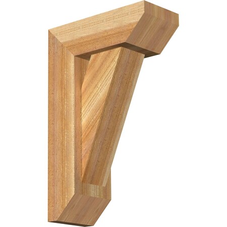Ekena Millwork Traditional Slat Rough Sawn Bracket w/ Offset Brace, Western Red Cedar, 6"W x 14"D x 22"H BKT0604X14X22TRA06RWR